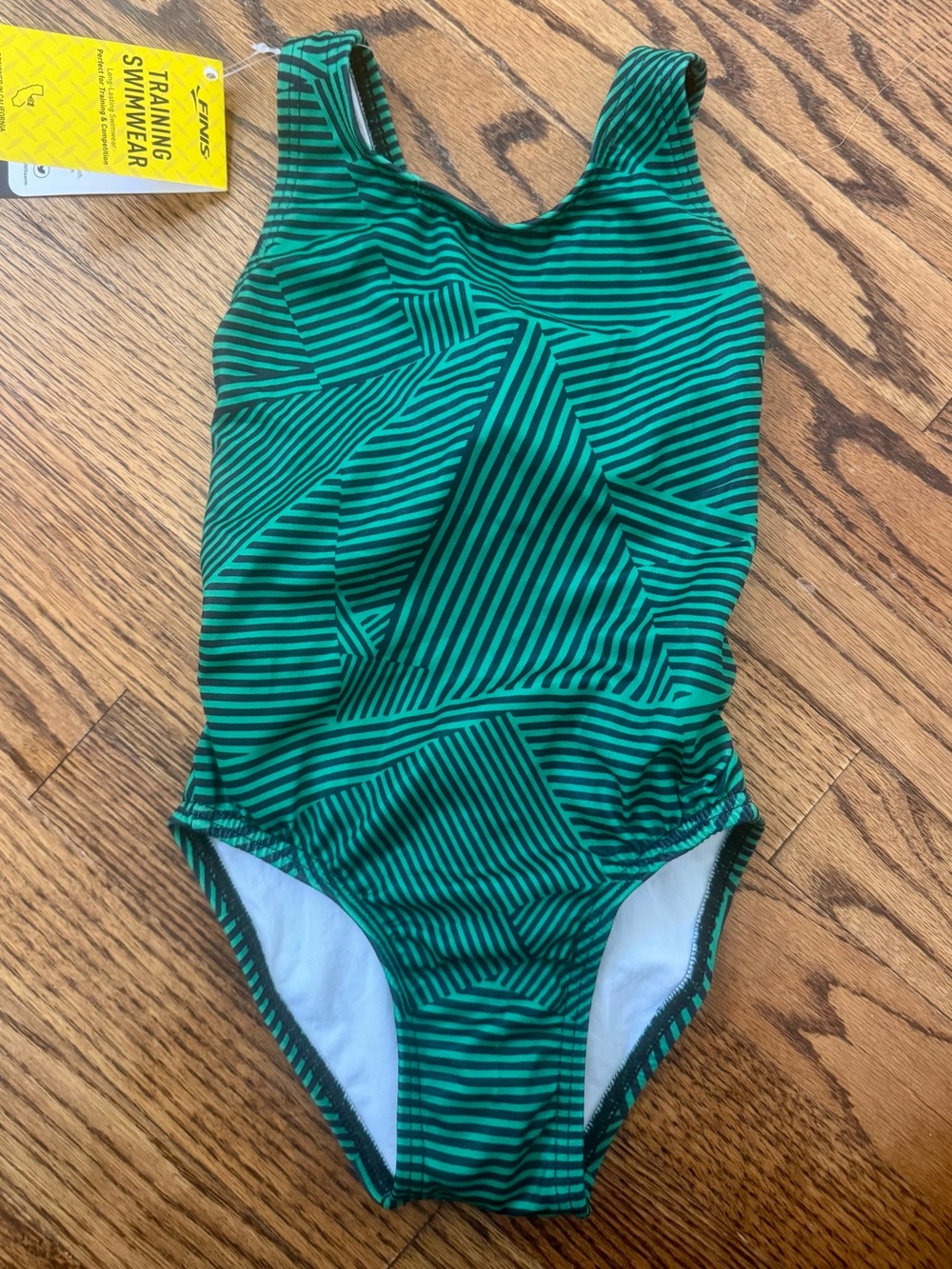 NWT FINIS Bladeback Racing Training Competitive Swimsuit Green Navy 22 Girl 6